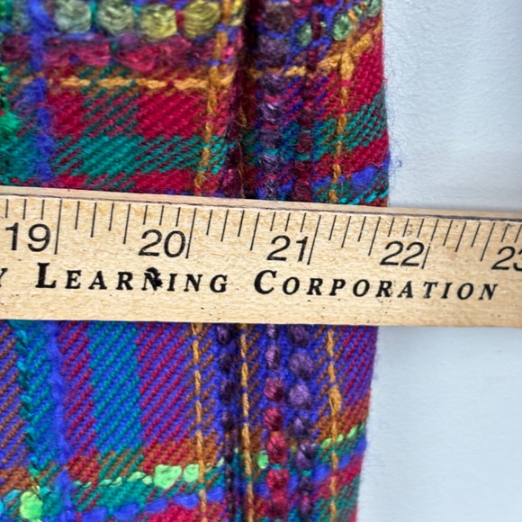 VTG Carlisle Wool Plaid Pea Coat 2 Double Breasted Velvet Old Money Retro Twee - Picture 9 of 13